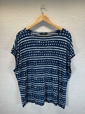Lauren Ralph Lauren LRL Linen Top Size 2X Preppy Nautical Inspired Beach Boho